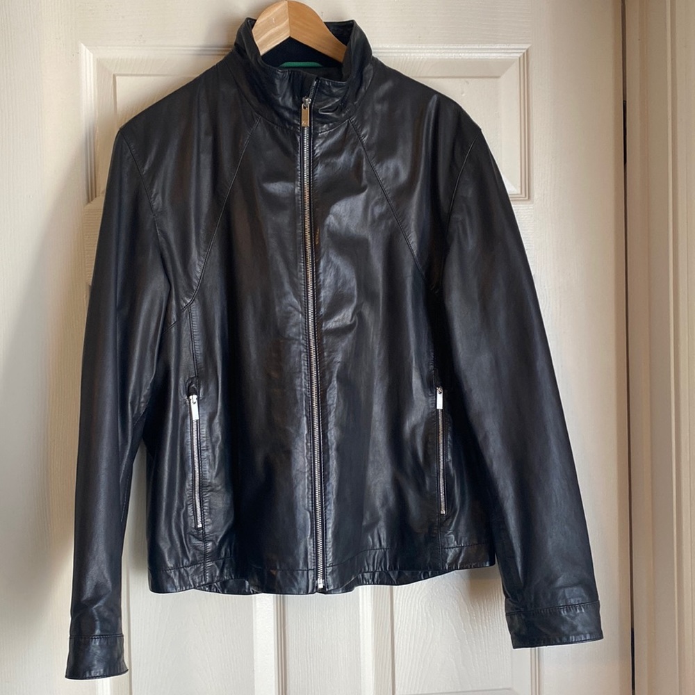 Zegna Sport Black Leather Lamb Skin Men Jacket